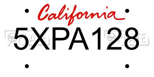 5XPA128 California License Plate