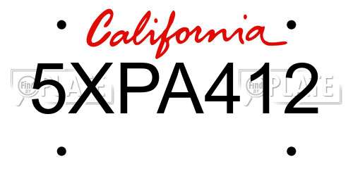 5XPA412 California License Plate