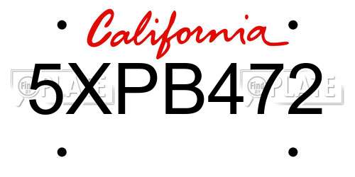 5XPB472 California License Plate