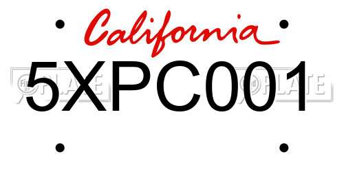 5XPC001 California License Plate