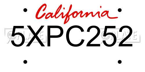 5XPC252 California License Plate