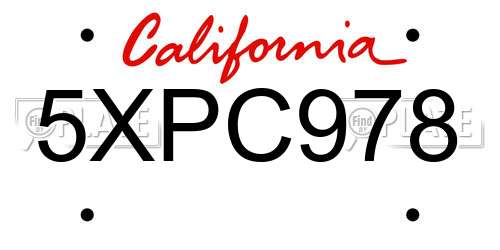 5XPC978 California License Plate