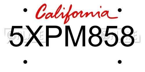 5XPM858 California License Plate
