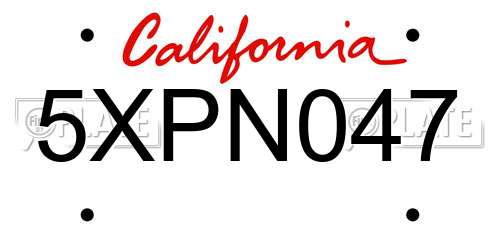 5XPN047 California License Plate