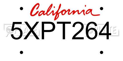 5XPT264 California License Plate