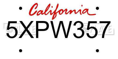 5XPW357 California License Plate