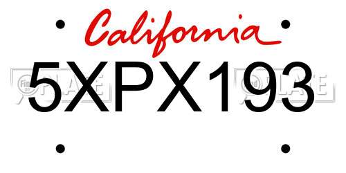 5XPX193 California License Plate