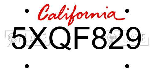 5XQF829 California License Plate