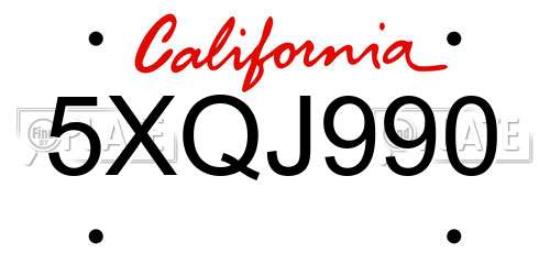 5XQJ990 California License Plate