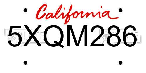 5XQM286 California License Plate