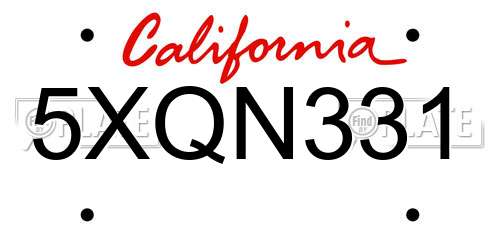 5XQN331 California License Plate