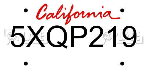5XQP219 California License Plate