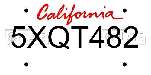 5XQT482 California License Plate