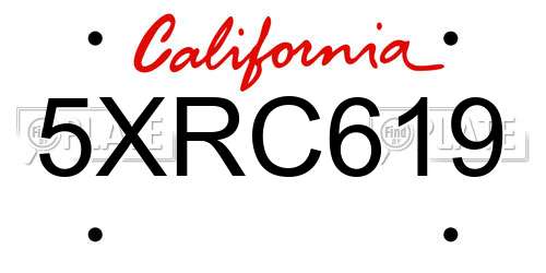 5XRC619 California License Plate