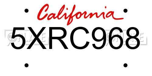 5XRC968 California License Plate