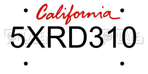 5XRD310 California License Plate