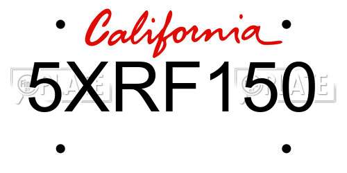 5XRF150 California License Plate