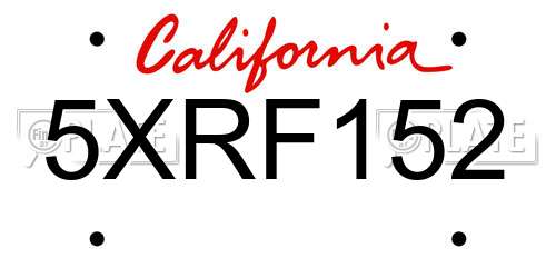 5XRF152 California License Plate