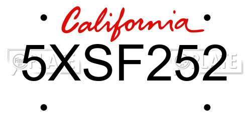 5XSF252 California License Plate