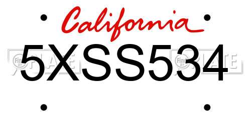 5XSS534 California License Plate