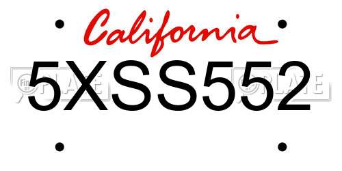 5XSS552 California License Plate