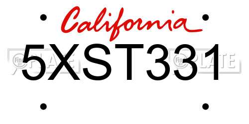 5XST331 California License Plate