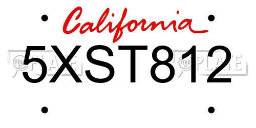 5XST812 California License Plate