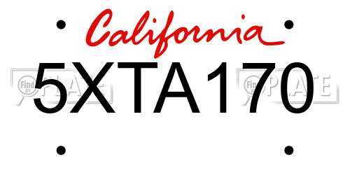 5XTA170 California License Plate