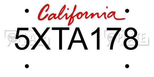 5XTA178 California License Plate