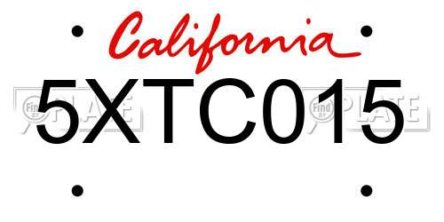 5XTC015 California License Plate