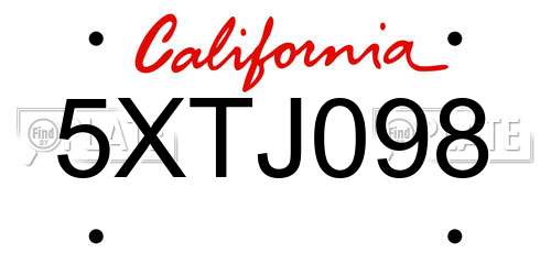 5XTJ098 California License Plate