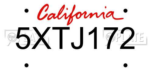 5XTJ172 California License Plate