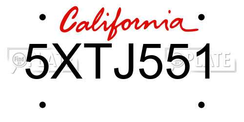 5XTJ551 California License Plate