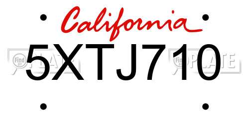 5XTJ710 California License Plate