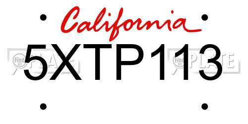 5XTP113 California License Plate