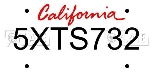5XTS732 California License Plate