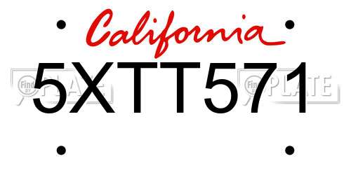 5XTT571 California License Plate