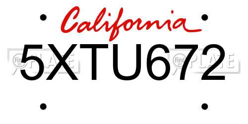 5XTU672 California License Plate