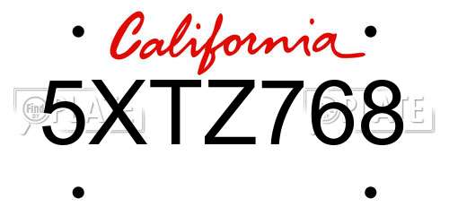 5XTZ768 California License Plate