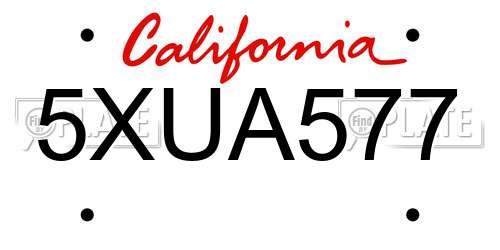 5XUA577 California License Plate