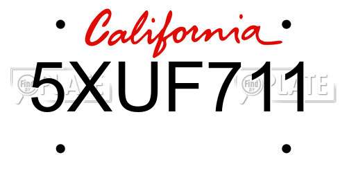 5XUF711 California License Plate