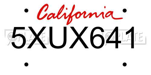 5XUX641 California License Plate