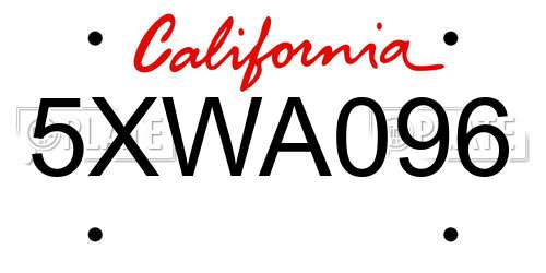 5XWA096 California License Plate