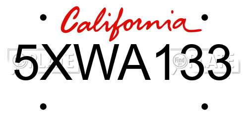 5XWA133 California License Plate