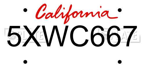 5XWC667 California License Plate