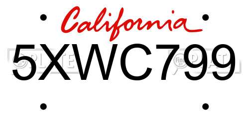 5XWC799 California License Plate