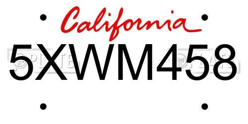 5XWM458 California License Plate