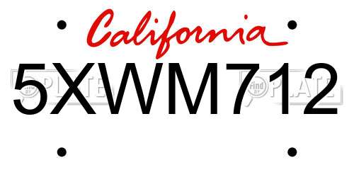 5XWM712 California License Plate