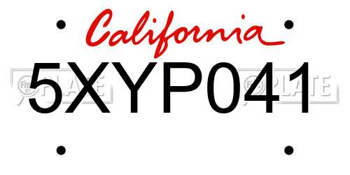 5XYP041 California License Plate
