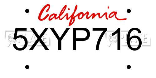 5XYP716 California License Plate